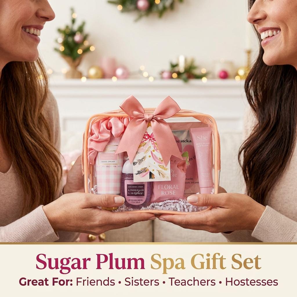 Sugar Plum Spa Gift Set | Christmas Spa Gift for Her, Self Care Gift Bag, Holiday Pamper Gift, Ready to Give