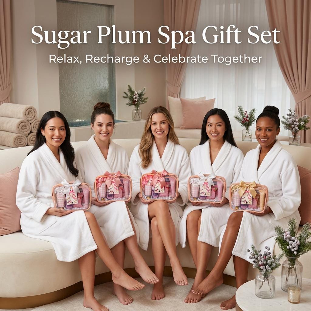 Sugar Plum Spa Gift Set | Christmas Spa Gift for Her, Self Care Gift Bag, Holiday Pamper Gift, Ready to Give