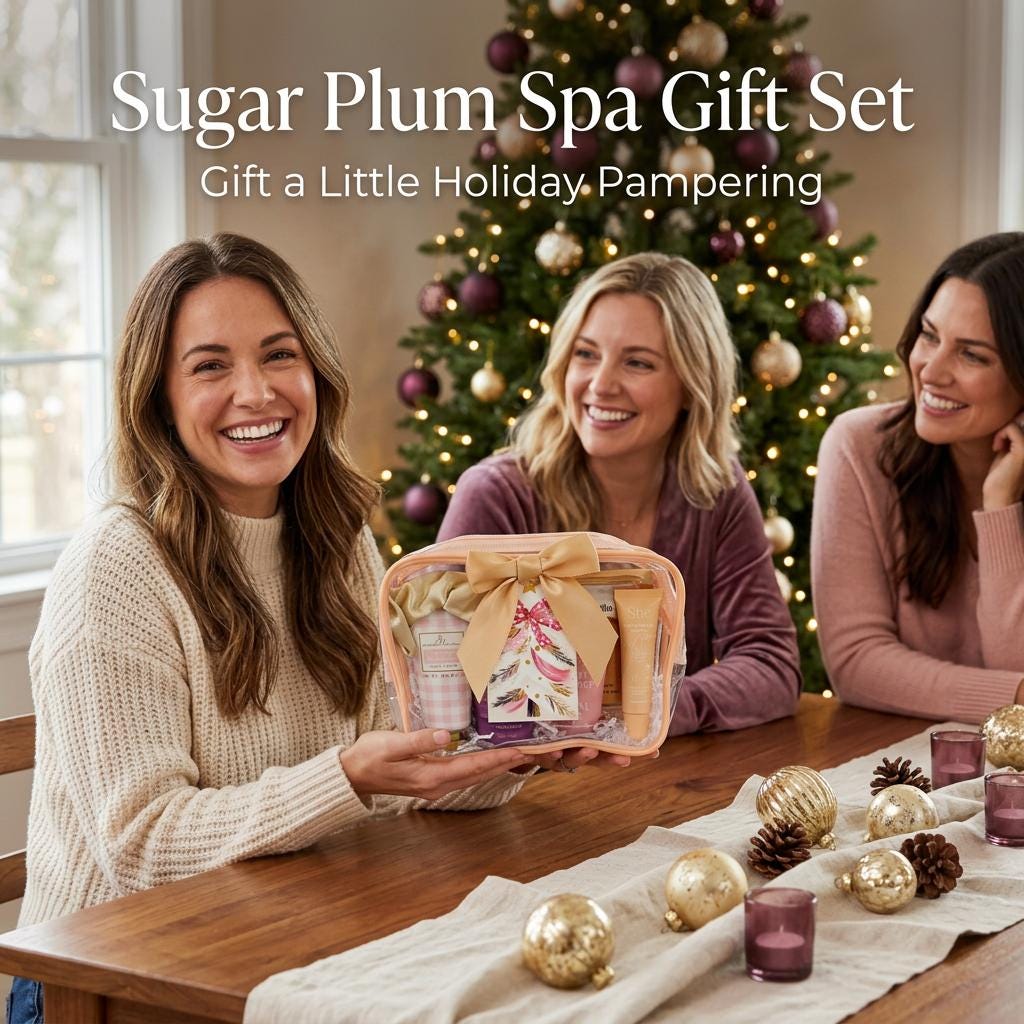 Sugar Plum Spa Gift Set | Christmas Spa Gift for Her, Self Care Gift Bag, Holiday Pamper Gift, Ready to Give