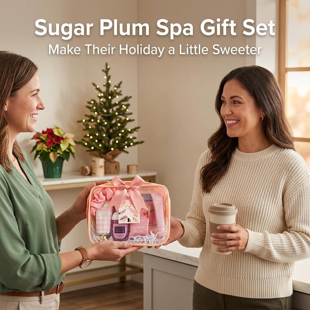 Sugar Plum Spa Gift Set | Christmas Spa Gift for Her, Self Care Gift Bag, Holiday Pamper Gift, Ready to Give