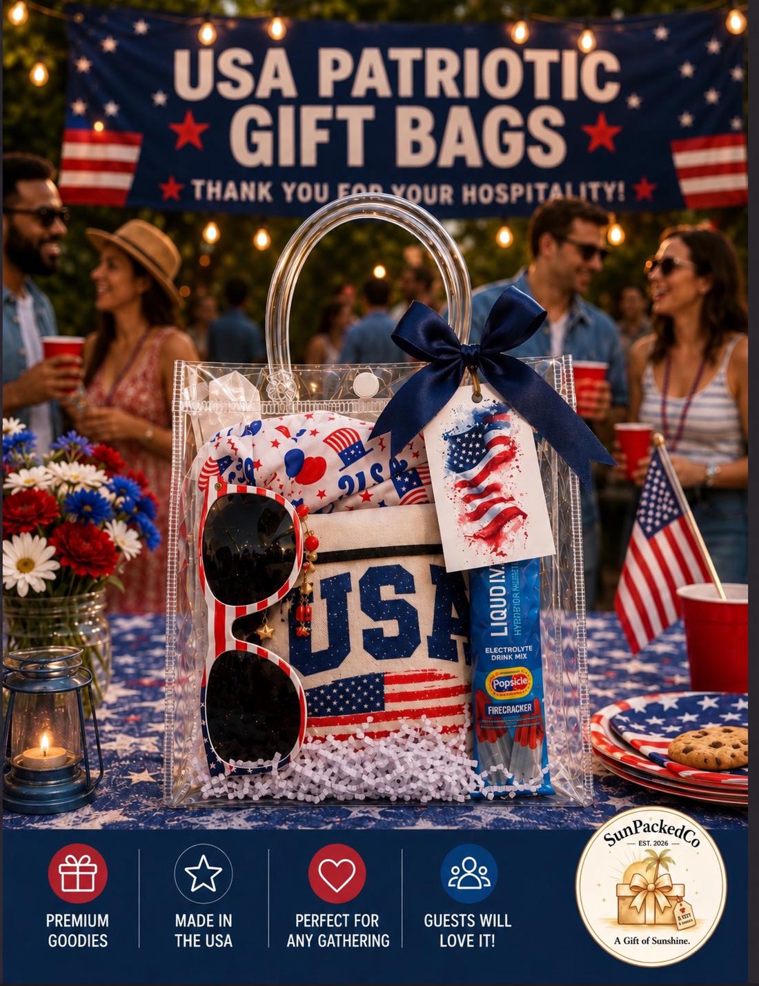 Patriotic Labor Day Gift Bag | BBQ Party Favors, Hostess Gift (USA Theme)