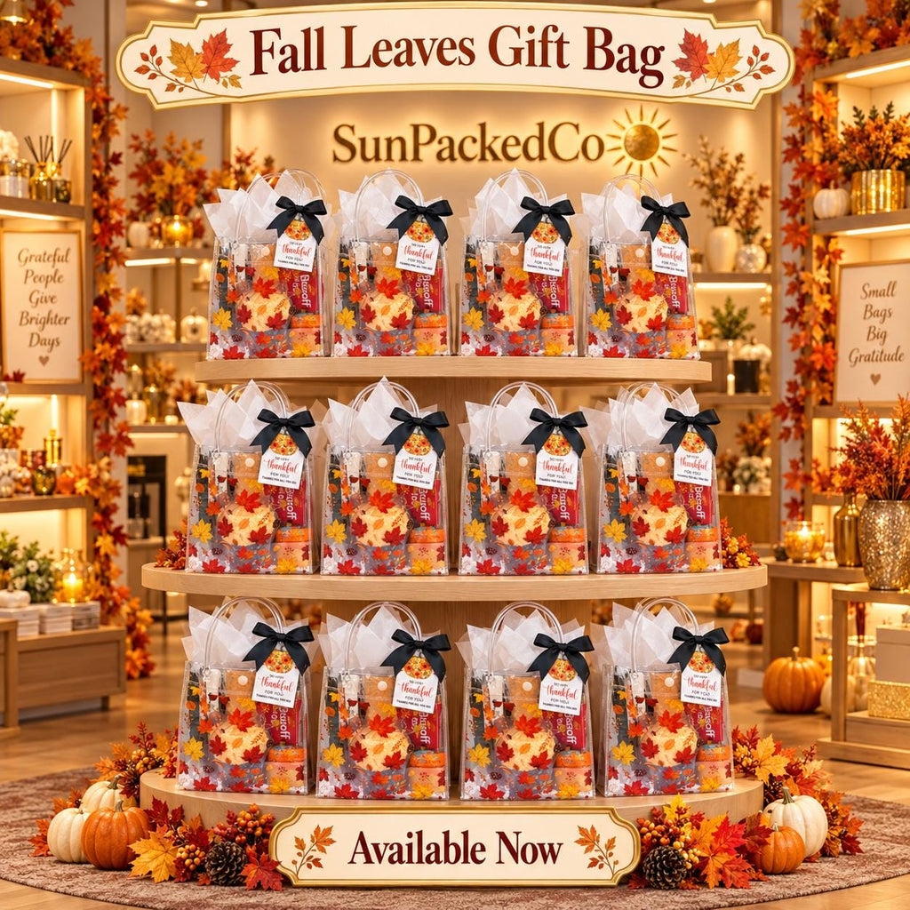 Fall Leaves Gift Bag for Her | Teacher and Nurse Appreciation Gift with Mini Scrub and Cozy Socks | Friendsgiving, Hostess, Staff Gift