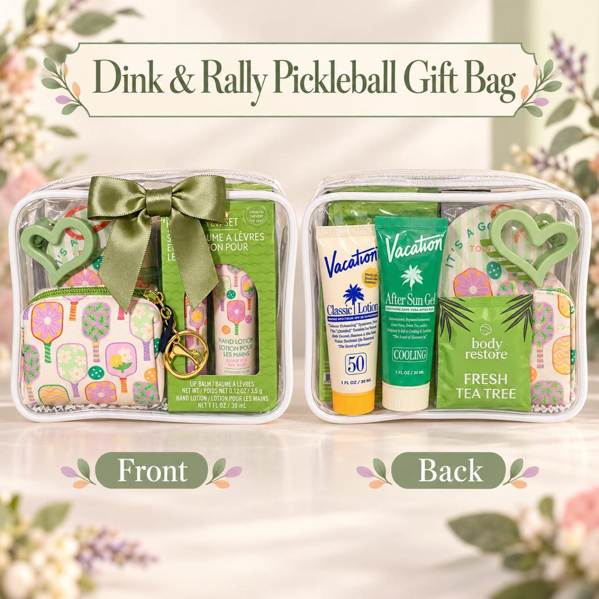 Dink & Rally Thanksgiving Pickleball Gift Bag | Hostess Gift with Pouch, Lip Balm and Hand Lotion, Sunscreen | Fall Thank You Gift