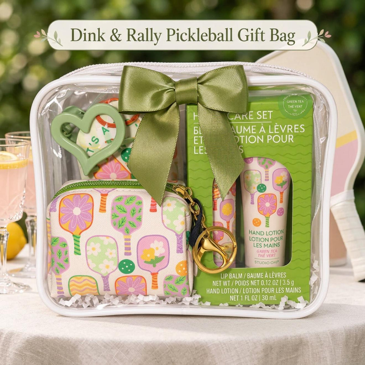 Dink & Rally Thanksgiving Pickleball Gift Bag | Hostess Gift with Pouch, Lip Balm and Hand Lotion, Sunscreen | Fall Thank You Gift
