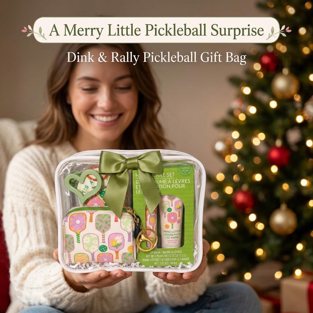 Dink & Rally Christmas Pickleball Gift Bag for Women | Holiday Gift with Pouch, Lip Balm and Hand Lotion, Sunscreen | Teammate Gift