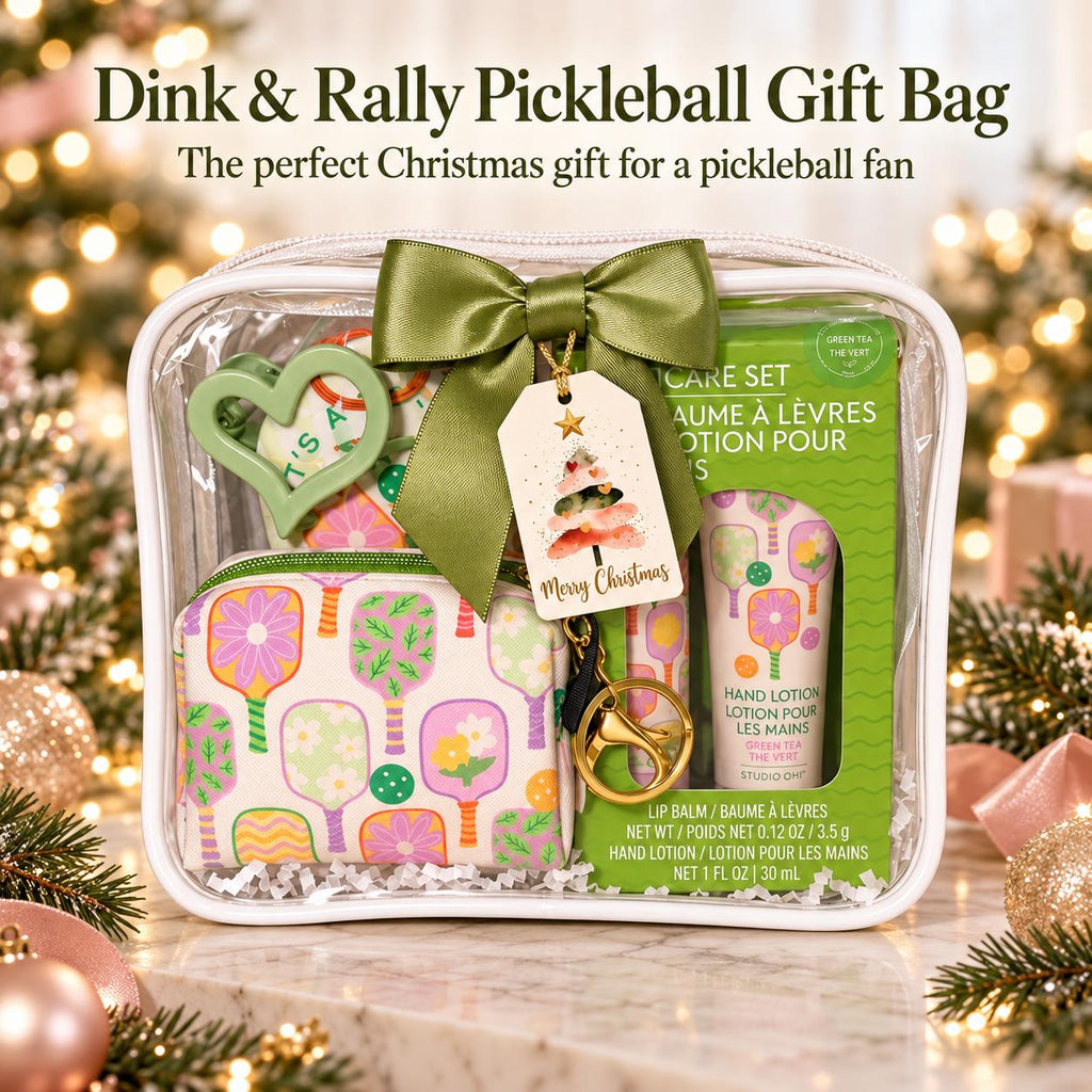 Dink & Rally Christmas Pickleball Gift Bag for Women | Holiday Gift with Pouch, Lip Balm and Hand Lotion, Sunscreen | Teammate Gift