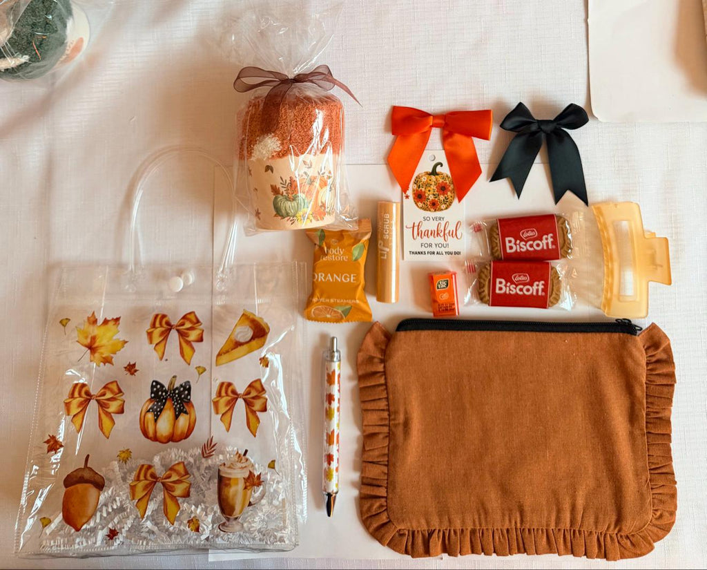 So Very Thankful Gift Bag | Fall Thank You Gift for Women, Cozy Socks Cupcake & Ruffle Pouch, Thanksgiving Hostess Friendsgiving Gift
