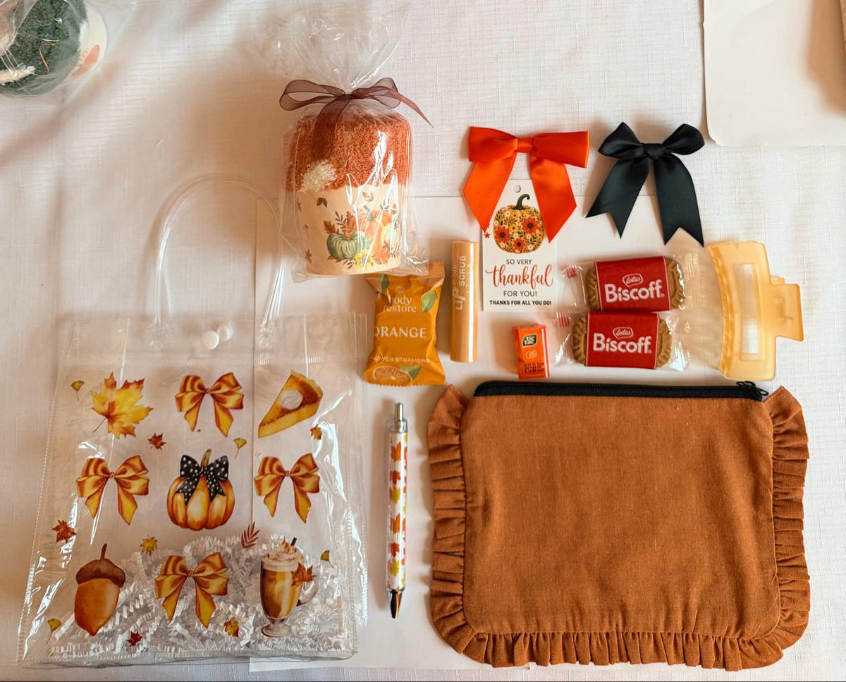 So Very Thankful Gift Bag | Fall Thank You Gift for Women, Cozy Socks Cupcake & Ruffle Pouch, Thanksgiving Hostess Friendsgiving Gift
