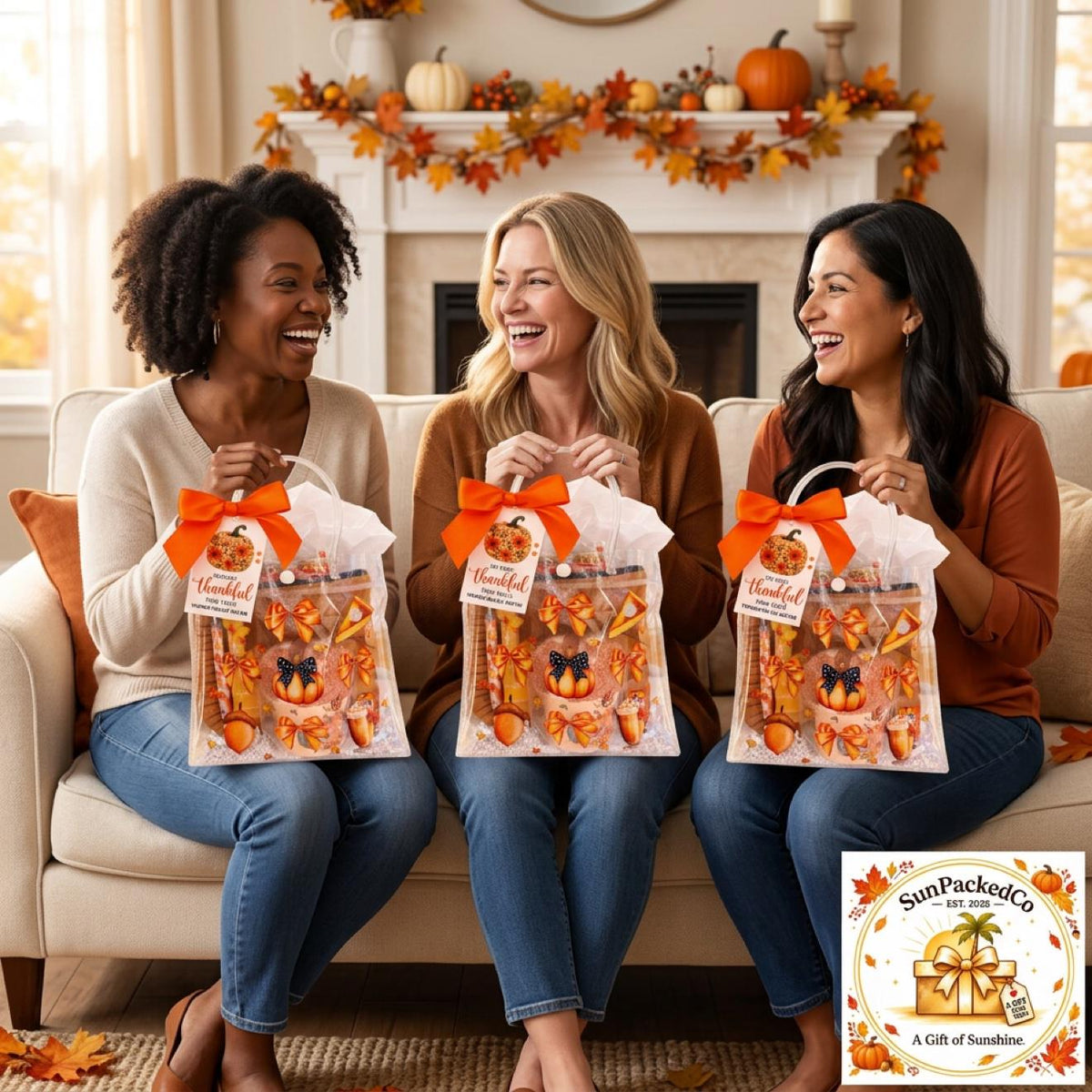 So Very Thankful Gift Bag | Fall Thank You Gift for Women, Cozy Socks Cupcake & Ruffle Pouch, Thanksgiving Hostess Friendsgiving Gift