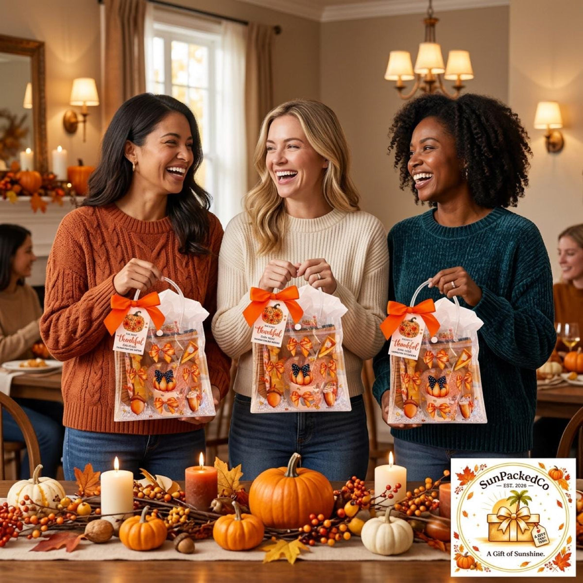 So Very Thankful Gift Bag | Fall Thank You Gift for Women, Cozy Socks Cupcake & Ruffle Pouch, Thanksgiving Hostess Friendsgiving Gift