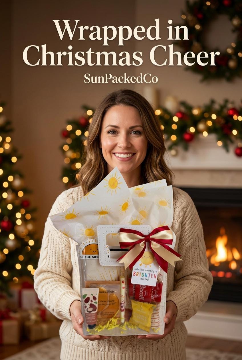 Christmas Sunshine Gift Bag | Holiday Self Care Gift Set for Her, Cozy Socks Spa Gift, Ready to Gift