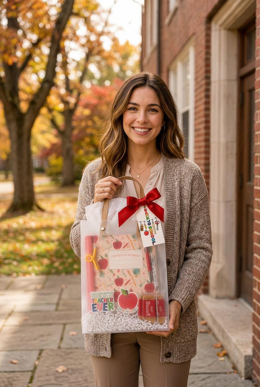 Apple for the Teacher Gift Set | Teacher Appreciation Gift Bag, Thank You Teacher Gift, Ready to Gift