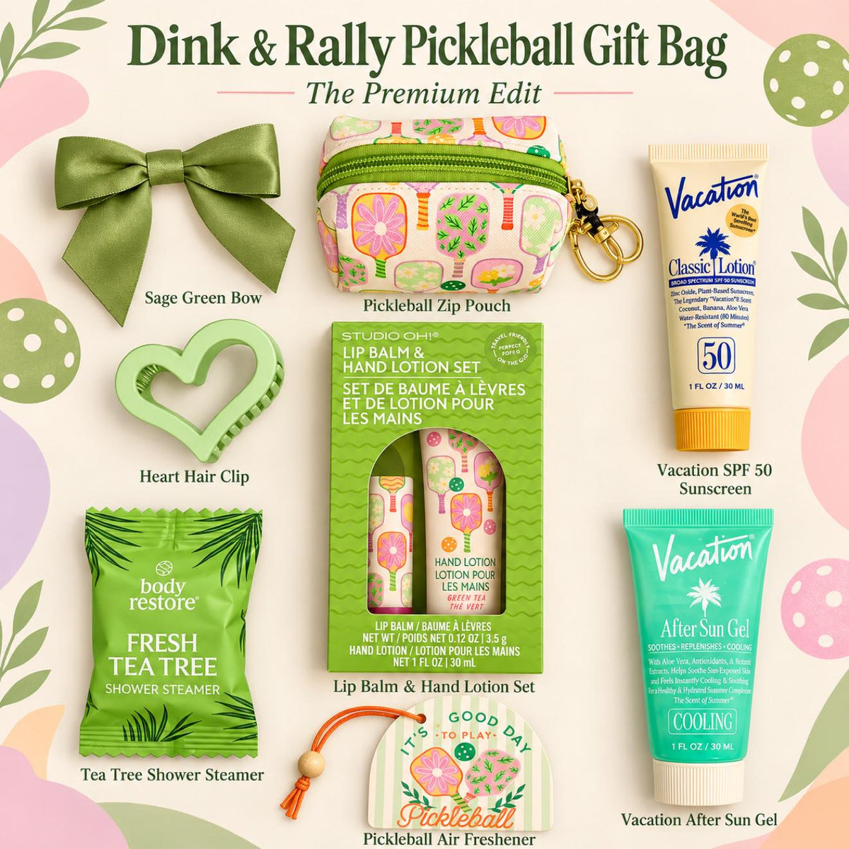 Dink & Rally Thanksgiving Pickleball Gift Bag | Hostess Gift with Pouch, Lip Balm and Hand Lotion, Sunscreen | Fall Thank You Gift