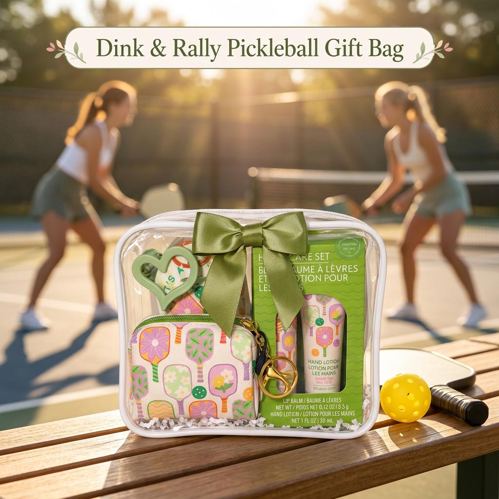 Dink & Rally Pickleball Gift Bag for Women | Pickleball Lover Birthday Gift with Pouch, Lip Balm and Hand Lotion, Sunscreen | Teammate Gift