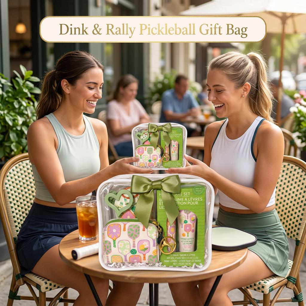 Dink & Rally Pickleball Gift Bag for Women | Pickleball Lover Birthday Gift with Pouch, Lip Balm and Hand Lotion, Sunscreen | Teammate Gift