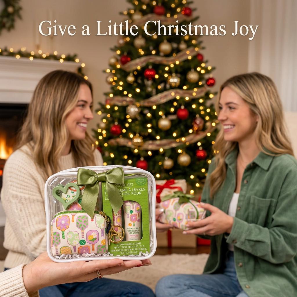 Dink & Rally Christmas Pickleball Gift Bag for Women | Holiday Gift with Pouch, Lip Balm and Hand Lotion, Sunscreen | Teammate Gift
