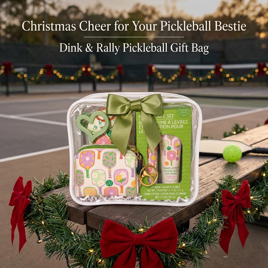 Dink & Rally Christmas Pickleball Gift Bag for Women | Holiday Gift with Pouch, Lip Balm and Hand Lotion, Sunscreen | Teammate Gift