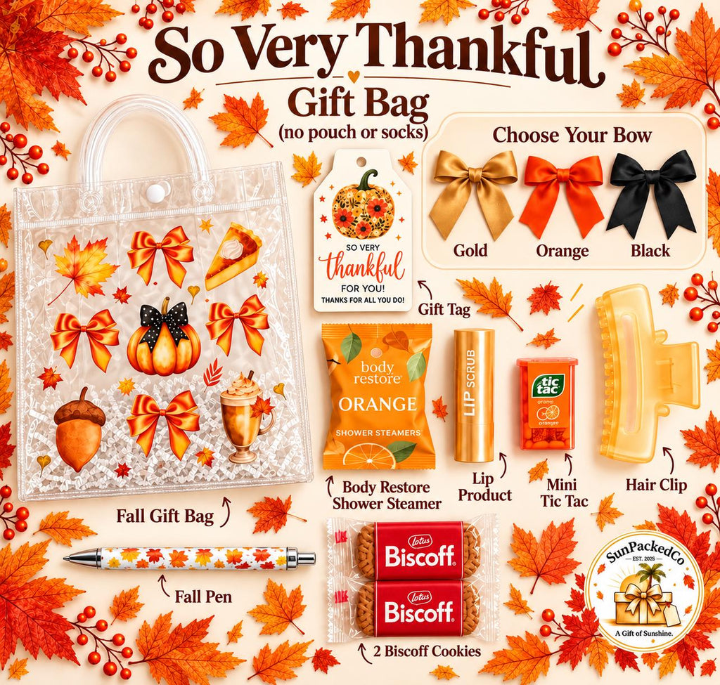 So Very Thankful Gift Bag | Fall Thank You Gift for Women, Cozy Socks Cupcake & Ruffle Pouch, Thanksgiving Hostess Friendsgiving Gift