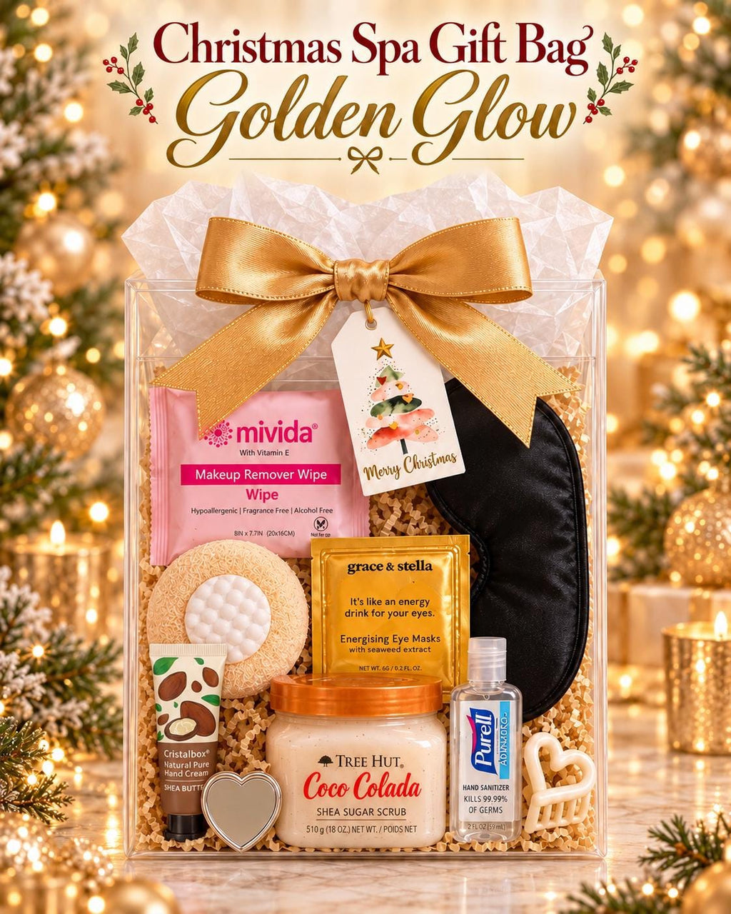 Christmas Spa Gift Set for Her Self Care Gift for Women Holiday Pamper Set Stocking Stuffer Secret Santa Gift for Mom Sister Friend