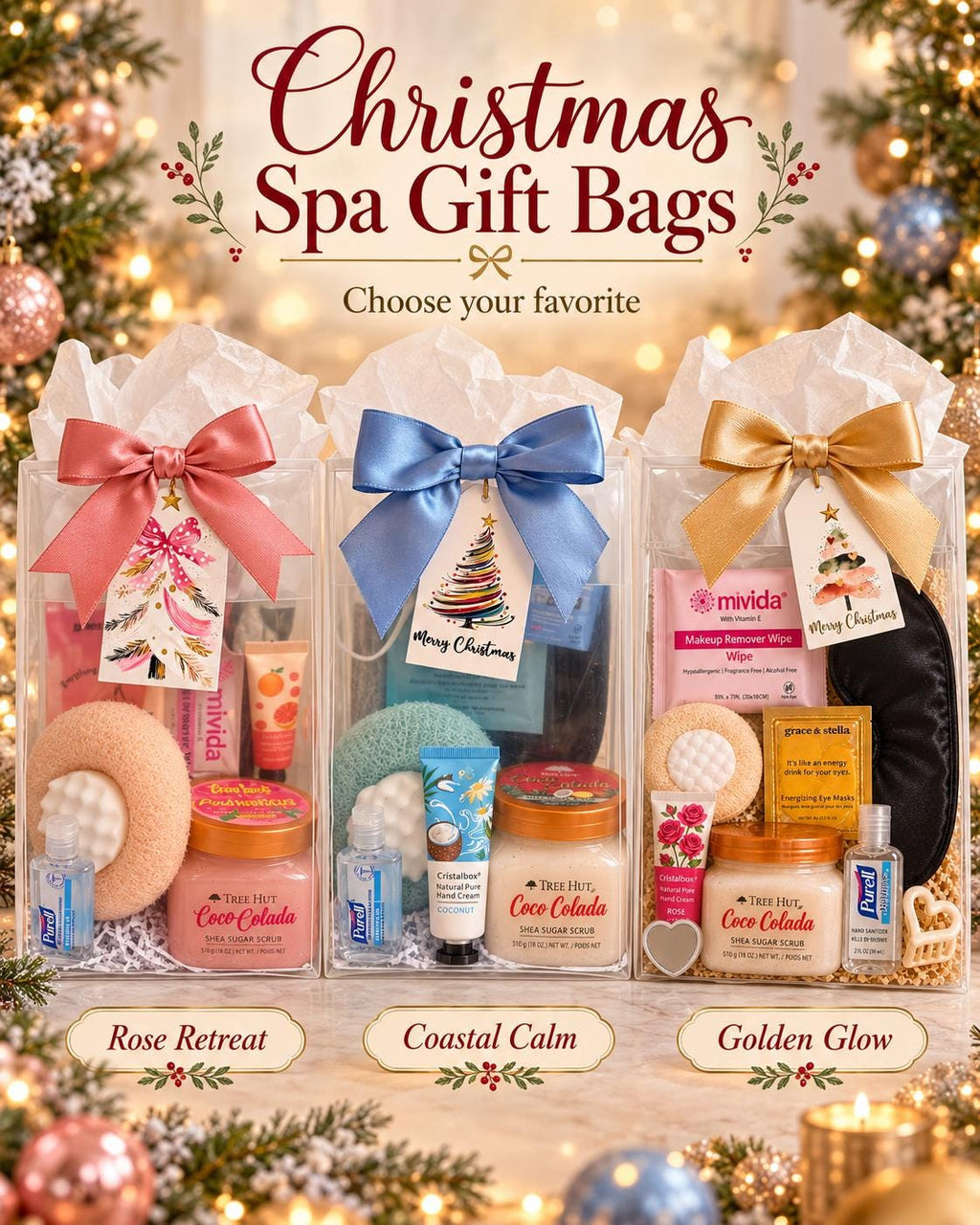 Christmas Spa Gift Set for Her Self Care Gift for Women Holiday Pamper Set Stocking Stuffer Secret Santa Gift for Mom Sister Friend
