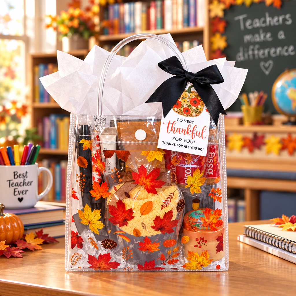 Fall Leaves gift bag as a teacher appreciation gift