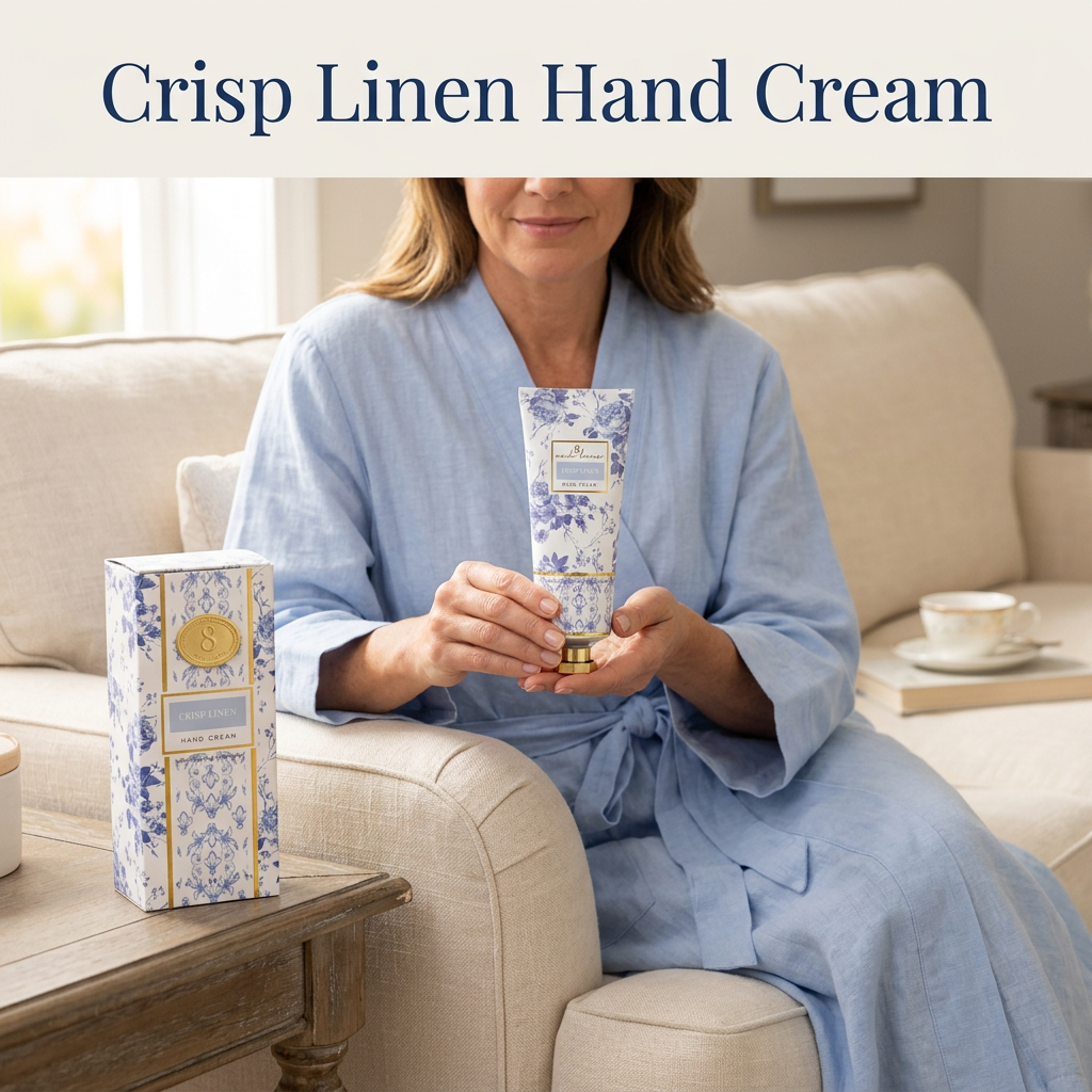 Crisp Linen Hand Cream in a relaxing self-care moment