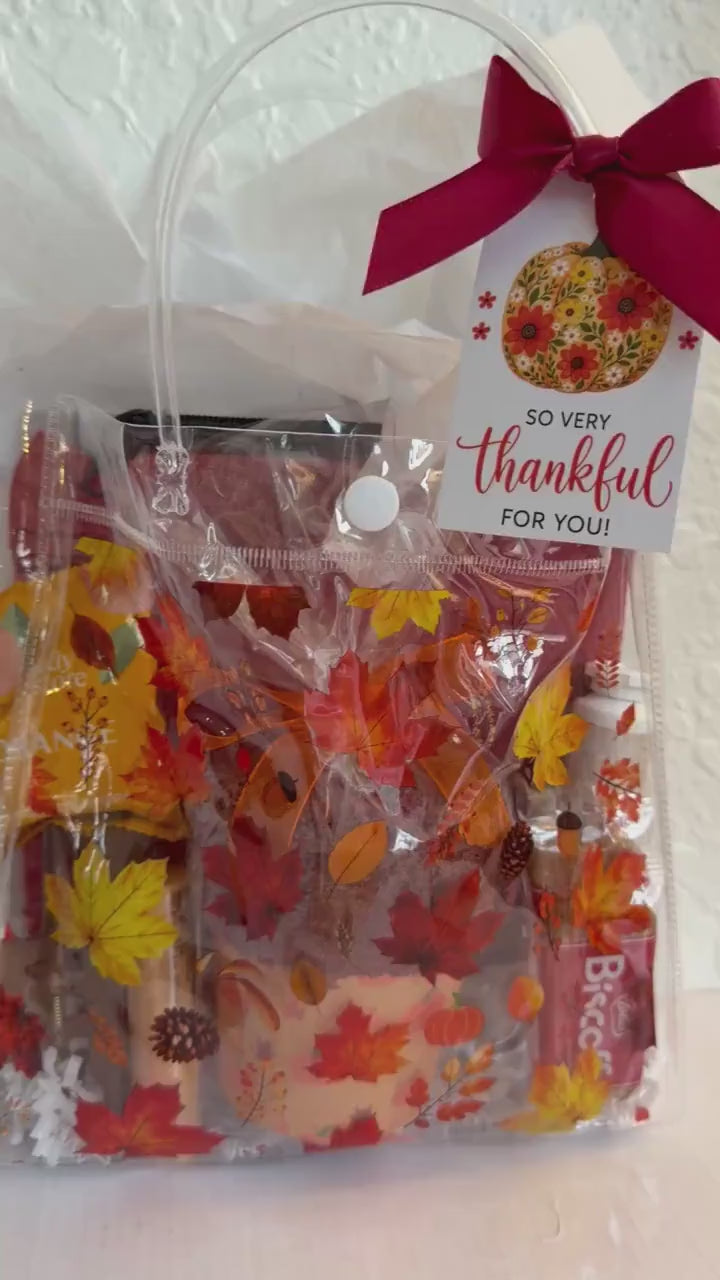 Sweet Cinnamon Fall Gift Bag for Her | Friend Host Thank You Gift with Cozy Socks, Shower Steamer, Hair Claw Clip & Honey Vanilla Hand Cream