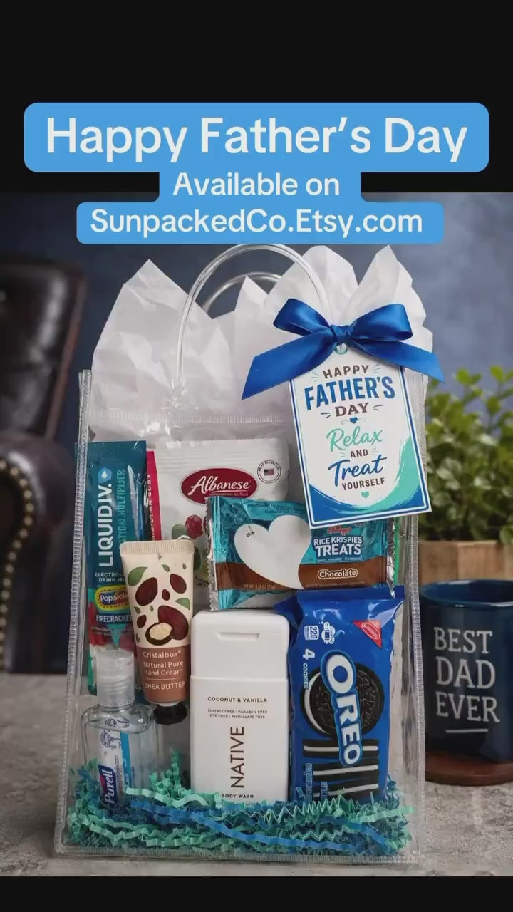 Gift Bag for Men, Retirement Gift Bag for Him, Snack and Self Care Gift Bag, Birthday Gift Bag for Dad Husband Grandpa Uncle Friend Coworker