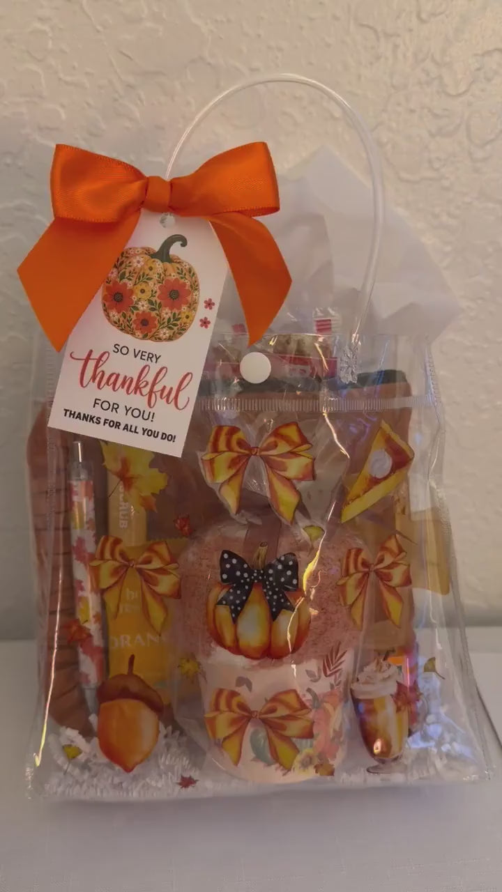 So Very Thankful Gift Bag | Fall Thank You Gift for Women, Cozy Socks Cupcake & Ruffle Pouch, Thanksgiving Hostess Friendsgiving Gift