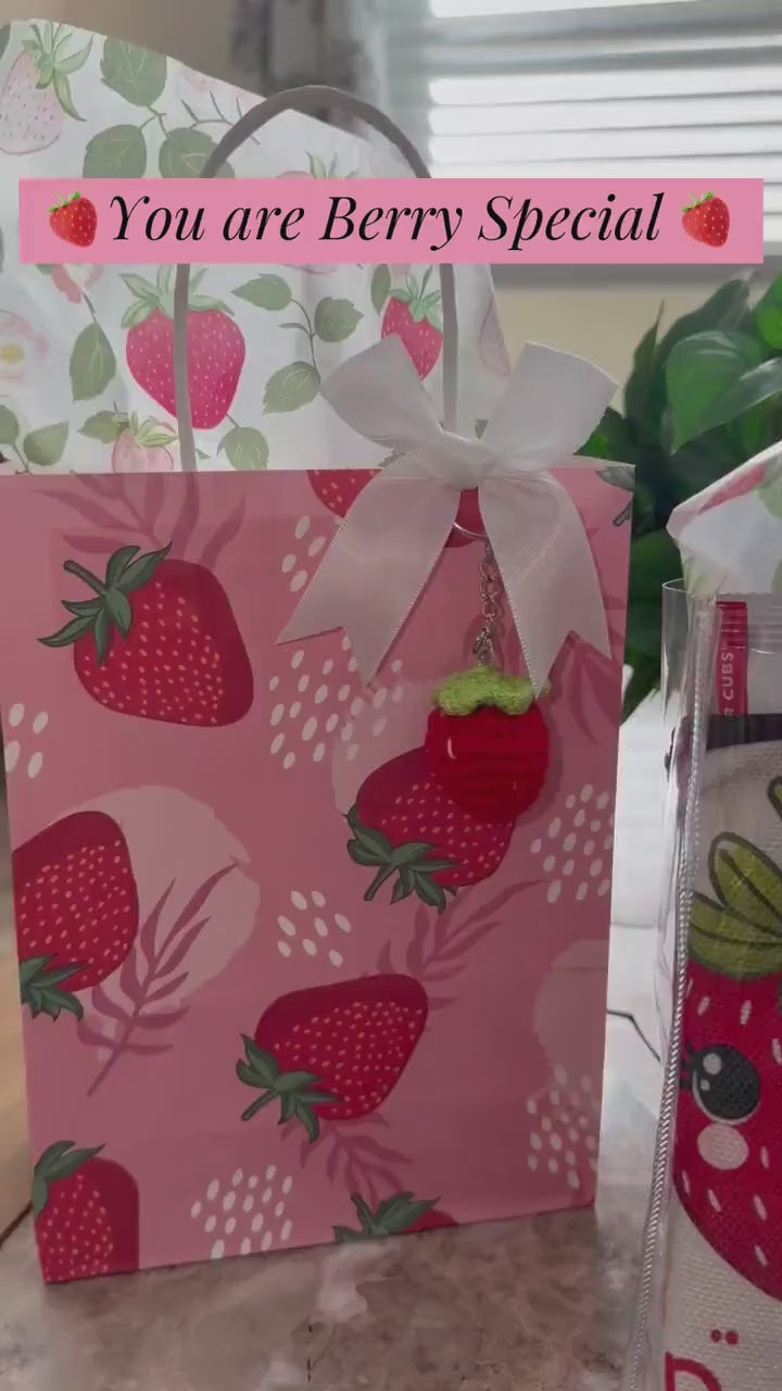 Strawberry Gift Bag Set | Berry Sweet Party Favors | Girls Birthday Party Gifts | Cute Strawberry Theme Bags | 80s Aesthetic Gift Set | Pink