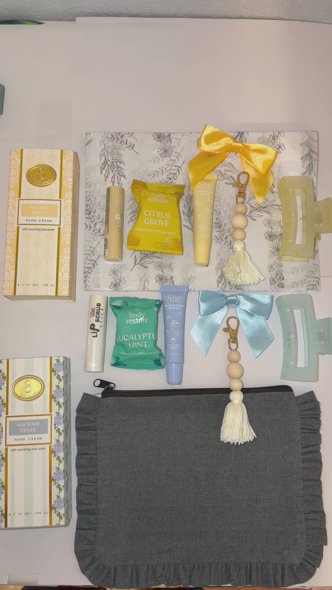 The Ruffle Edit Collection | Curated Gift Set | Canvas Ruffle Pouch | Self-Care Beauty Bundle