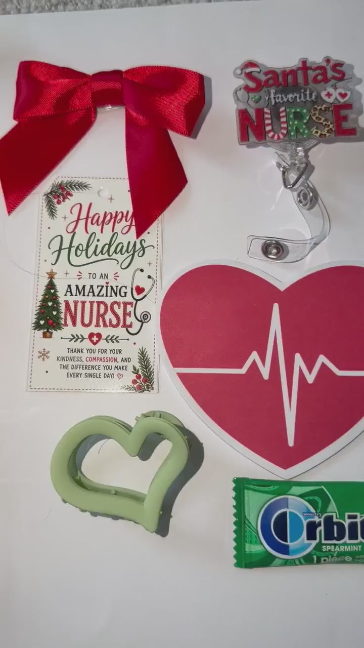 Mini Christmas Nurse Gift Bag | Nurse Appreciation Holiday Gift with Biscoff, Pen and Sticky Notes | Stocking Stuffer for Nurses