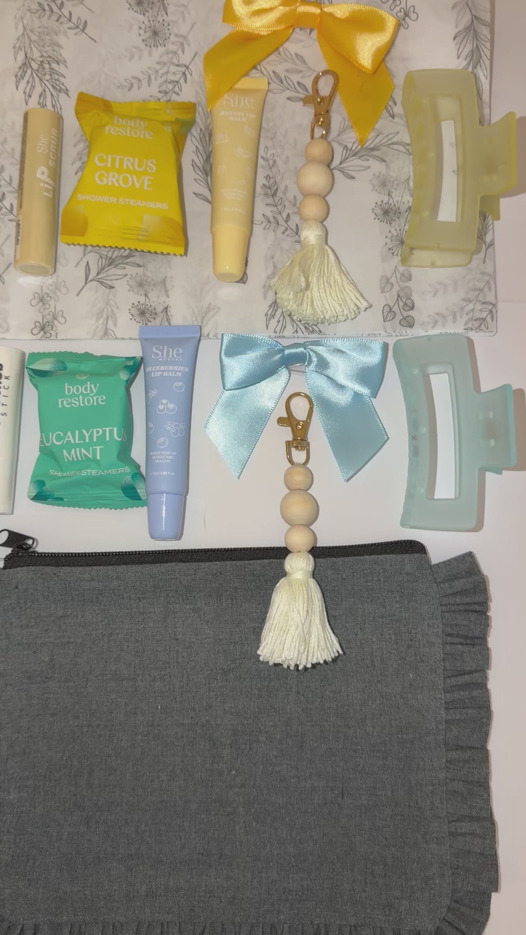 The Ruffle Edit Collection | Curated Gift Set | Canvas Ruffle Pouch | Self-Care Beauty Bundle